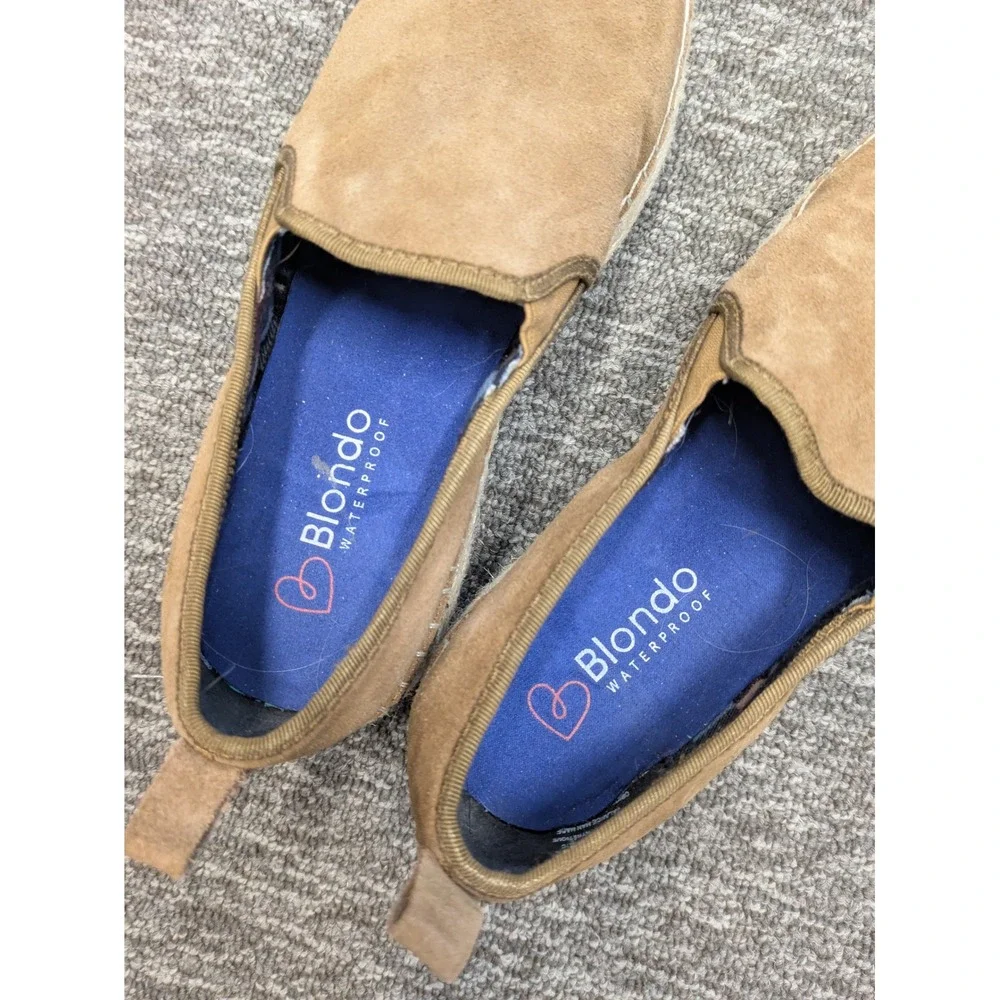 Blondo Women's Size‎ 6.5 Waterproof Suede Espadrille Slip On Loafers Tan